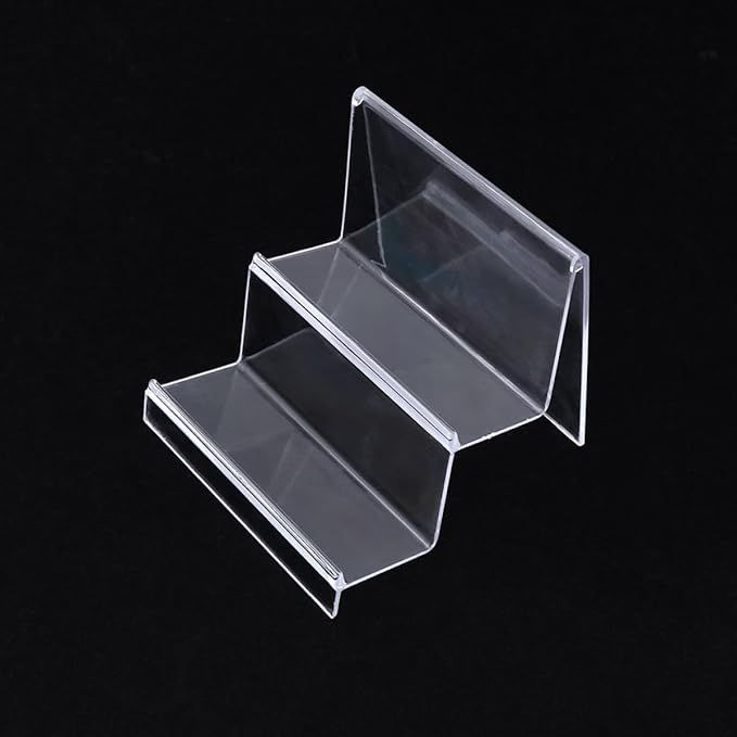 Milisten 2pcs Acrylic Wallet Display Stand with Two-tier 14cm Wide Purse Organizer Rack Desktop Storage Shelf for Home Office Makeup Accessories