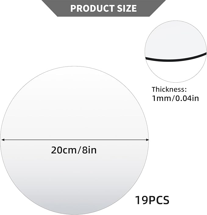 19 Pcs Mirror Centerpieces for Tables, Acrylic Round Small Mirror Tiles Flat Candle Plate Mirrored Tray for Wedding Table Centerpiece Christmas Birthday Party Decor, Crafts (8inch/20cm)