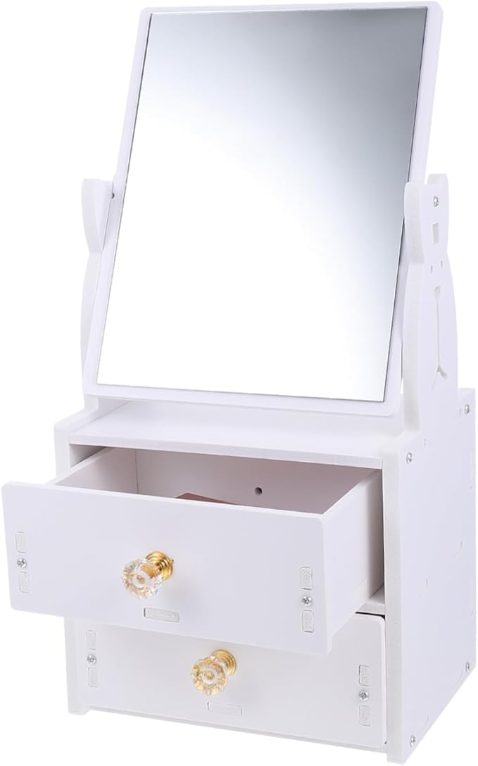 Beaupretty Stackable Makeup Organizer Multifunctional Makeup Mirror Storage Box Sturdy Base Safe Mirror for Dressing