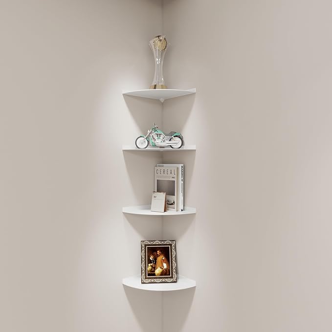 11 Inch Corner Shelf - Heavy Duty 3.0mm Aluminum Alloy Wall Mounted Floating Shelf for Bathroom, Kitchen, Living Room, Office, Bedroom & Dorm - White