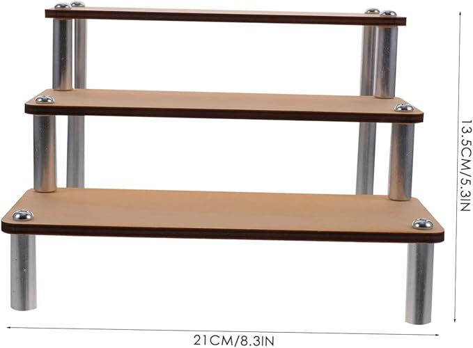 ULTECHNOVO Wooden Makeup Organizer Display Stand Riser Cupcake Earring Holder Rustic Decor