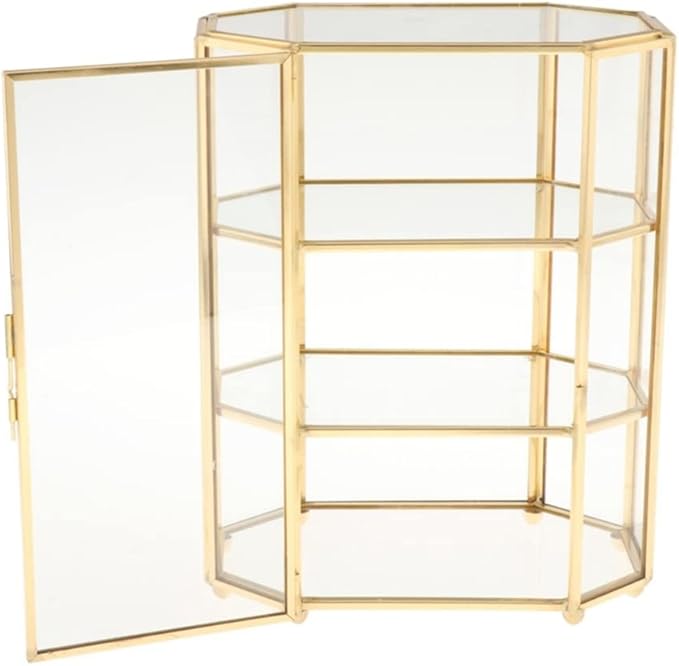3-Tier Jewelry Box Glass Makeup Organizer Jewelry Box Multifunction Display Case for Dressing Table Decoration Storage (Color : A, Size : 21.5x16.5x10cm) (A 21.5x16.5x10cm)