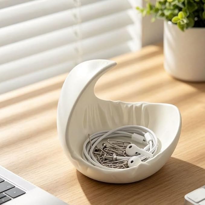 Moon Shaped Vanity Tray, 3D Printed Jewelry Holder & Makeup Organizer with Smooth Finish - Modern Decorative Catchall Tray for Bedside, Bathroom, Minimalist Home Decor & Gift