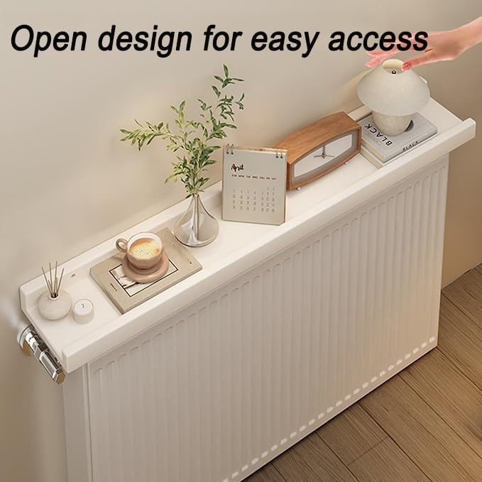 Radiator Cover Shelf, Long White Floating Shelves Wood Shelving Wall Mounted for Living Room Bedroom Kitchen Bathroom Office Storage Organizer Decoration (White, Set of 4)