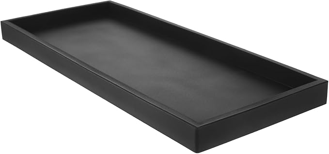 Silicone Storage Tray Large Black Bathroom Tray Jewelry Organizer Makeup Perfume Holder for Vanity Countertop