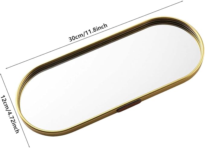Mirror Tray - Oval Metal Mirrored Tray, Elegant Bathroom Organizer, Decorative Perfume Display, Large Capacity Vanity Accessory | Perfumes Makeup Dresser Vanitys for Perfume Makeup Dresser Vanity