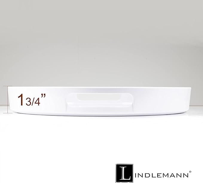 White Serving Tray Large Melamine Platter Round Breakfast Trays with Handles for Coffee Table Ottoman Living Room Home Décor Holiday Celebration & Party (13.5")