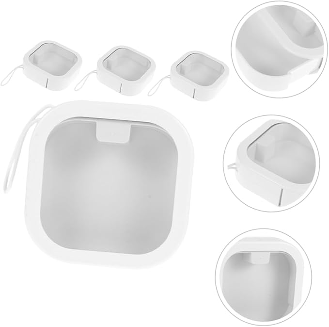 PartyKindom 4pcs Portable Jewelry Box Hair Tie Organizer Storage Box Earring Case and Cosmetic Organizer Multi-function Visible Earring for Travel Home Dressing Table White