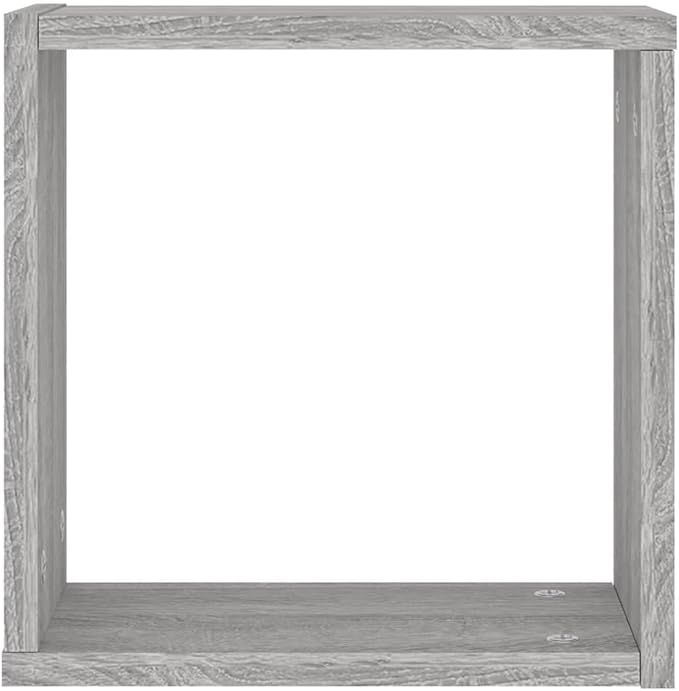 vidaXL Modern Wall Cube Shelves Set of 2 Gray Sonoma 11.8X5.9X11.8 in Storage Floating Mounted for Living Room and Office Display Shelf Organizer Hanging Bookshelf