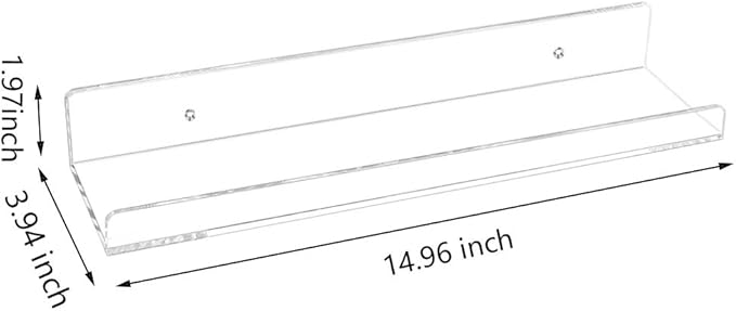 Weiai Clear Acrylic Shelf 15" Invisible Floating Wall Ledge Bookshelf, Kids Book Display Shelves Wall Mounted (15 Inch 6Pack)