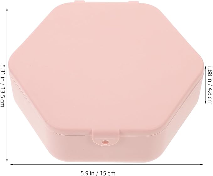 Totority Hexagonal Jewelry Box with Mirror, Pink Makeup Organizer and Travel Jewelry Holder, Portable Necklace Storage Case and Women