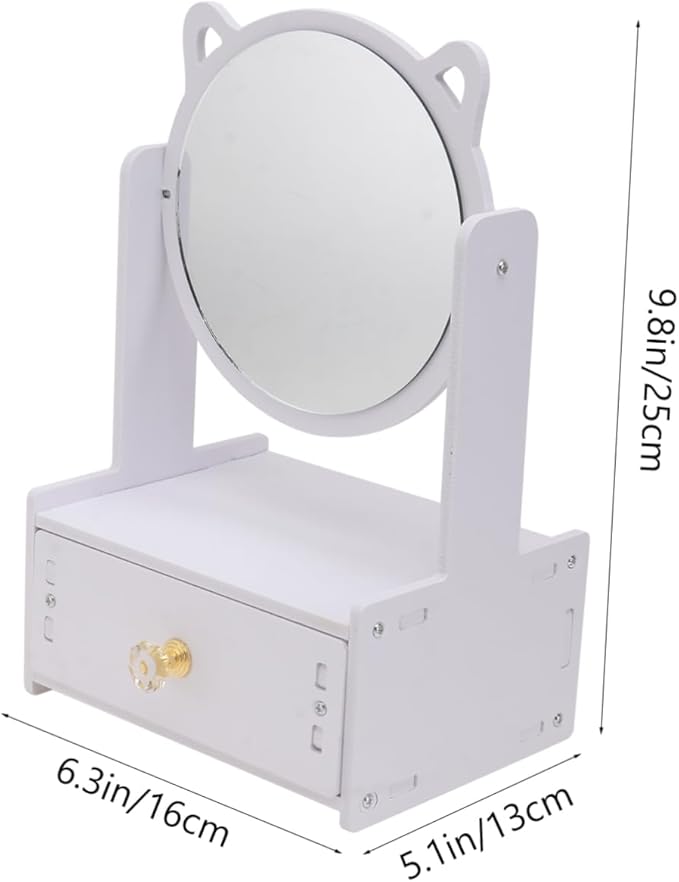 CALLARON Large Desktop Cosmetic Mirror with Drawer Storage Box Portable Makeup Mirror for Girls for Vanity and Travel Dimmable Touch Screen Stylish Makeup Organizer