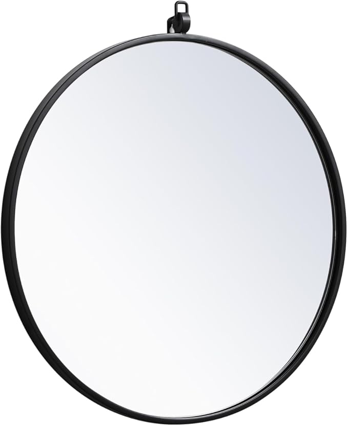 Focus 21x21 Round Wall Mirror, for Bathroom Bedroom Entryway, Black