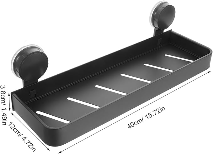 PRETYZOOM No Drill Bathroom Wall Organizer Shelf with Strong Suction Cups for Toiletries and Makeup Gray Suction Storage Rack Compatible with Glass and Tiles Easy Installation for Bathroom