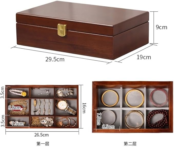 JSEIAJB Wooden Jewelry Box Organizer Wooden Makeup Vintage Jewelry Boxes Accessories Boxes
