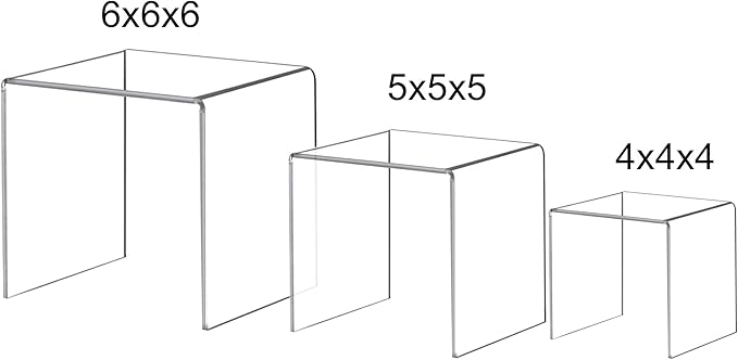 Acylic Riser Square Display Stand For Cupcakes, Arts and Crafts (Clear, 6P-4&5&6INCH)