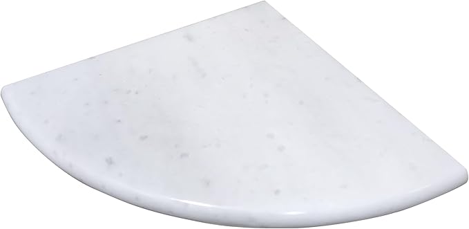 White Marble Corner Shower Shelf, 9 Inch Stone Corner Shelves for Bathroom Wall Mounted Both Sides Polished (1)