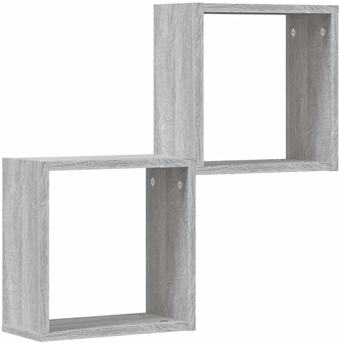 vidaXL Modern Wall Cube Shelves Set of 2 Gray Sonoma 11.8X5.9X11.8 in Storage Floating Mounted for Living Room and Office Display Shelf Organizer Hanging Bookshelf