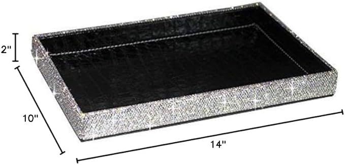 BestblingBling Classic Bling Rhinestone Jewelry or Makeup Storage Box Organizer Display Storage case for Desk or Table(Silver)