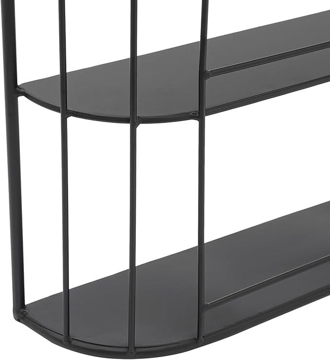 4-Tier Nail Polish Wall Racks 20 * 37 Inch Hold Up to 200 Bottles Birdcage Iron Nail Polish Shelf Organizer Wall Mounted 4 Rows (Black)