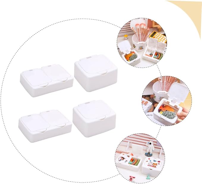 Lurrose 4pcs Simple Desktop Storage Box Diy Press Type Organizer for Jewelry Stationery and Makeup Small Bins for Students and Home Office Use