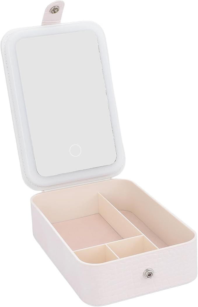 Makeup Case with Light Up Mirror, Dimmable Mirror Cosmetic Organizer Bag Portable Cosmetic Makeup Box Organizer Vanity Case for Women Beauty Tools Accessories Case Rechargeable