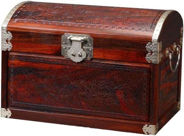 Makeup Organizers Solid Wood Jewelry Box Chinese Retro Storage Box Ring Earring Necklace Bracelet Watch Small Jewelry Storage Box Jewelry Box 11.81 Inches Jewelry Case (Color : A)