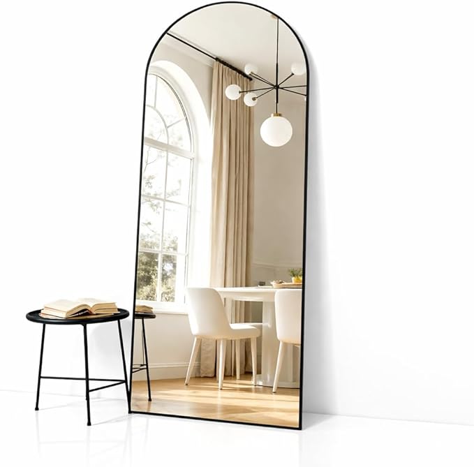 Simple Deluxe Arched Full Length Mirror, 71"x26"Large Floor Mirrors, for Wall Door Bedroom Bathroom Living Room (Black)