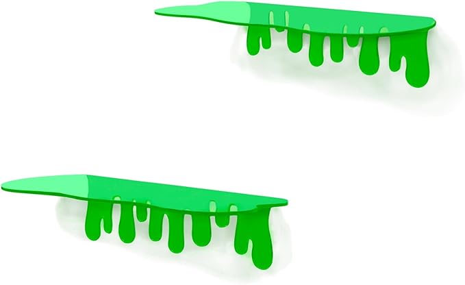 SetGame 2-Pack Acrylic Small Wall Shelves - 12 Inch Floating Shelf for Walls, Home Wall Display Ledges for Storage, Room Décor, Small Album & Items Organizer Display Dripping Wall Decor