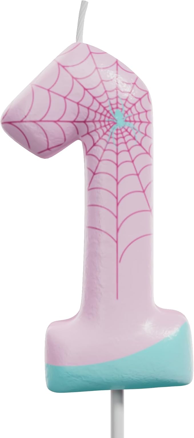 Pink Spider Birthday Number Candles – Multi-Color Decorative Cake Toppers for Kids Party & Celebration(Pink, 1)