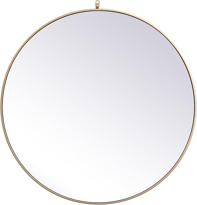 Focus 39x39 Round Wall Mirror, for Bathroom Bedroom Entryway, Brass
