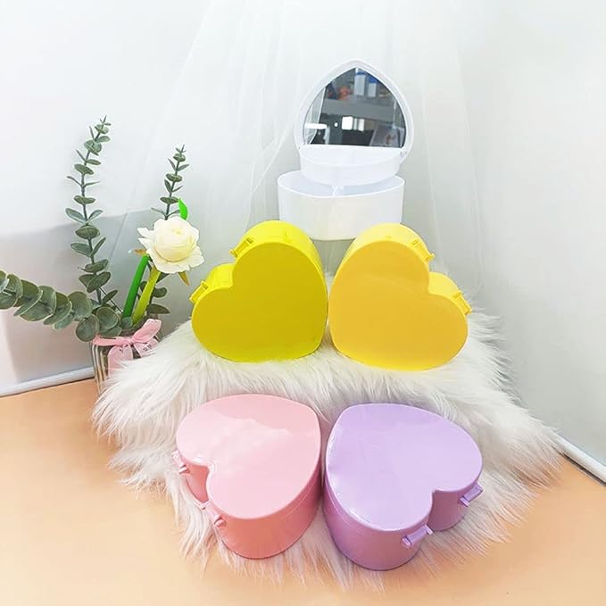 generic Heart shaped Jewelry Box - Jewelry Boxes with Makeup Mirror, 2 Layer Jewelry Box Organizer,Multifunctional Desktop Organizer For Girls(yellow)