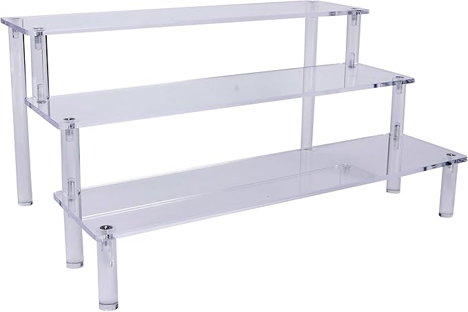 Acrylic Riser,Large Display Risers, Clear Risers Perfume Organizer, 3 Tiered Cupcake Shelf Stand Holder,11.8 Inch,DIY