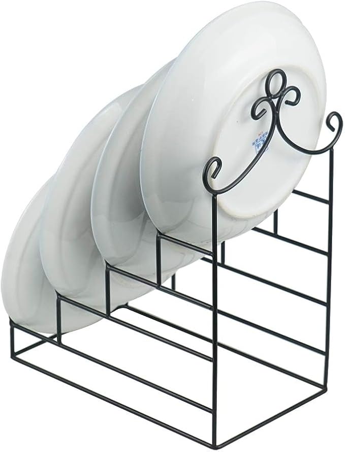 Artliving 4-Tier Metal Scrollwork Dish Rack Plate Rack Display Stand Holder Cabinet Organizer Set of 2