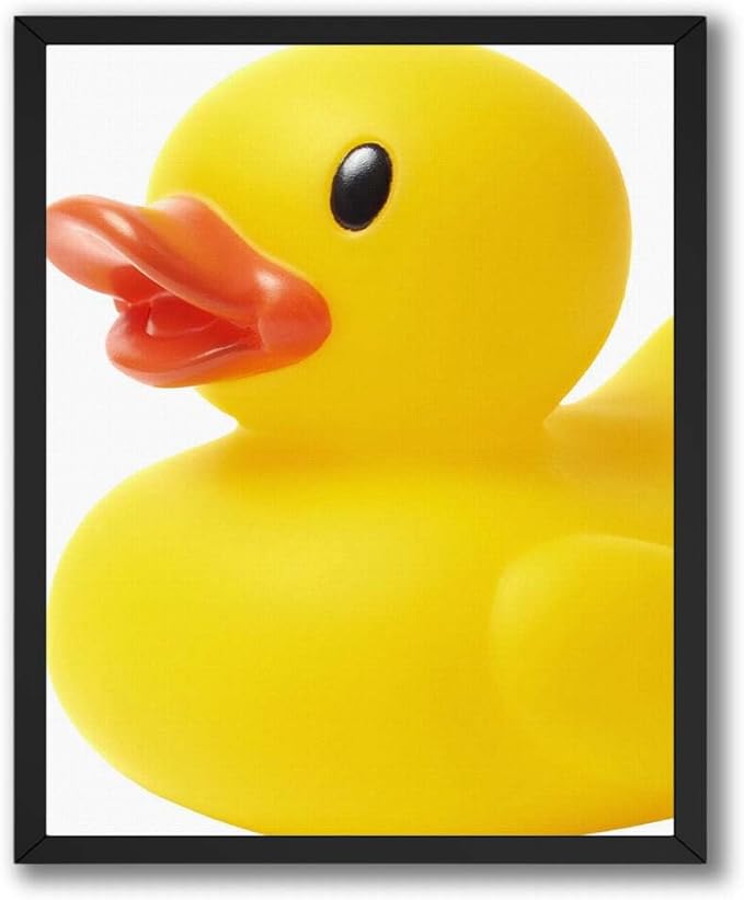 InkFlow Posters Yellow Rubber Duck Poster - Minimal Playful Toy Illustration - Bright Modern Design - Bathroom Nursery Wall Decor Accent - Fun Graphic Art Print - 18x24 Unframed Canvas Print