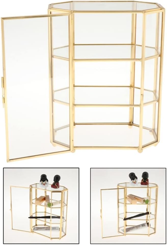 3-Tier Jewelry Box Glass Makeup Organizer Jewelry Box Multifunction Display Case for Dressing Table Decoration Storage (Color : A, Size : 21.5x16.5x10cm) (A 21.5x16.5x10cm)
