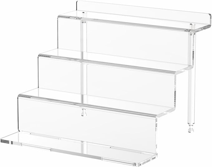 NIUBEE Acrylic Riser Display Shelf, Clear Display Stand for Amiibo Funko POP Figures,4 Tier Cupcakes Stand Perfume Organizer and Storage (12 Inch Large)