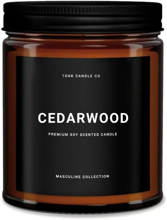 1OAK Cedarwood Candle - Woodsy Candles - Scented Candles for Men - Masculine Decor - Long Burning Candles Premium - Soy Wax (7oz.)