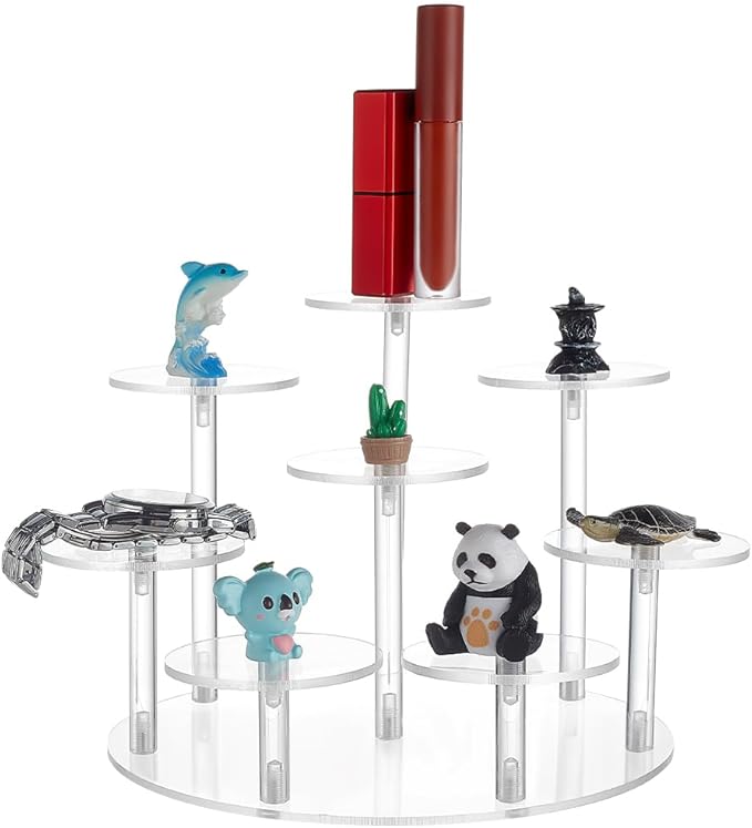 PH PandaHall Acrylic Riser Display Shelf 8-Tier Clear Risers Stand Multilevel Round Acrylic Stands Mini Figure Display Riser Stand Collectibles Organizer Holder for Cupcake Collectibles Christmas