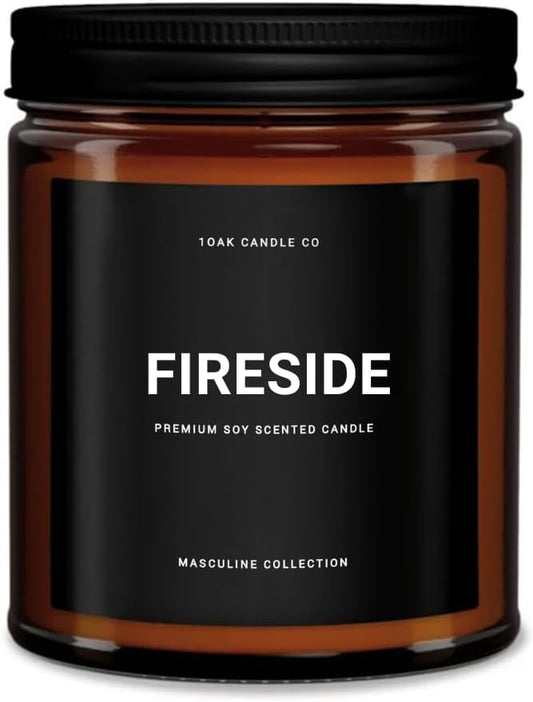 1OAK Fireside Candle - Scented Candles for Men - Campfire Candle Scent - Woodfire Candles (7oz.)