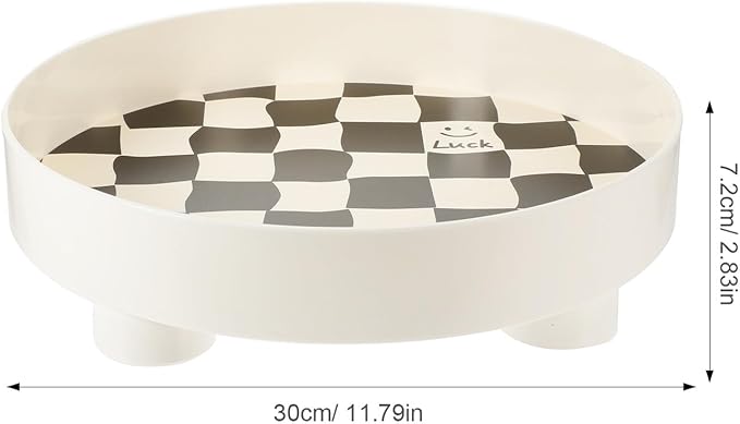 COHEALI Black and White Checkered Jewelry Holder Tray Large Decorative Storage Dish Perfume and Makeup Organizer for Vanity Table and Desktop Décor