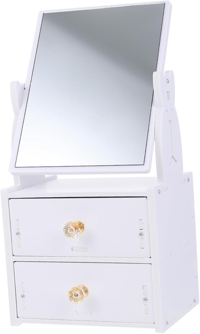 Stackable Makeup Organizer Storage Box Countertop Makeup Mirror for Women Table Mirror