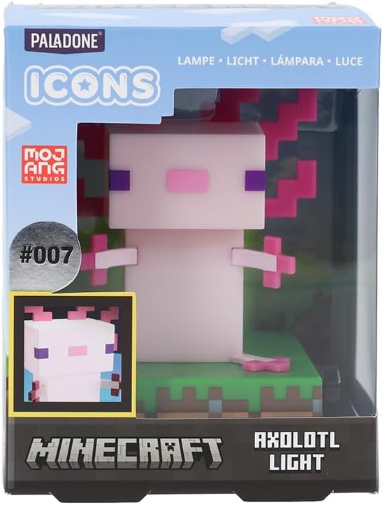 Minecraft Officially Licensed Axolotl Free Standing Desk Light, Gaming Room Decor and Merchandise for Boys and Girls, Nightlight Gift Accessory for Playroom and Bedroom | Paladone