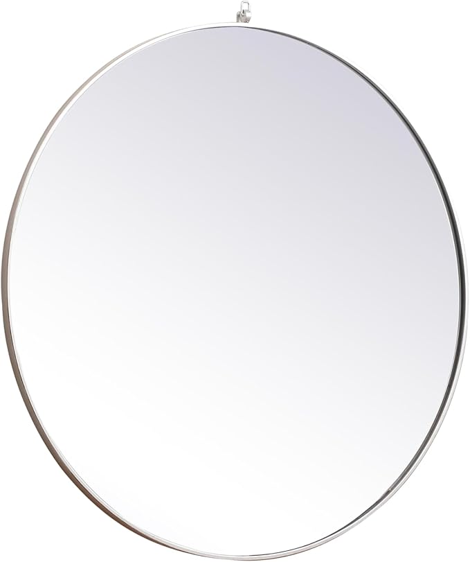 Focus 45x45 Round Wall Mirror, for Bathroom Bedroom Entryway, Silver