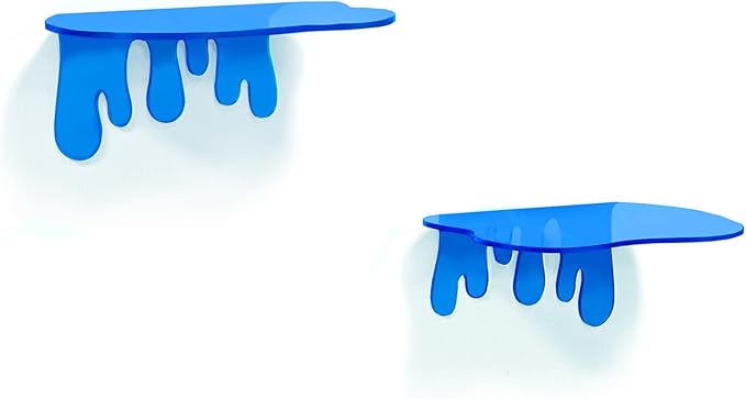 SetGame 2-Pack Acrylic Small Wall Shelves - 7 Inch Floating Shelf for Walls, Home Wall Display Ledges for Storage, Room Décor, Small Album & Items Organizer Display Dripping Wall Decor