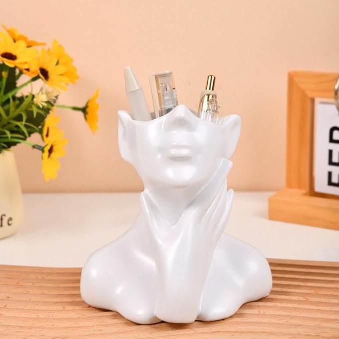 New Creative Human Body Art Vase Makeup Brush Pen Holder, Multi-Functional Desk Organizer Statue Ornament, Home Office Decor