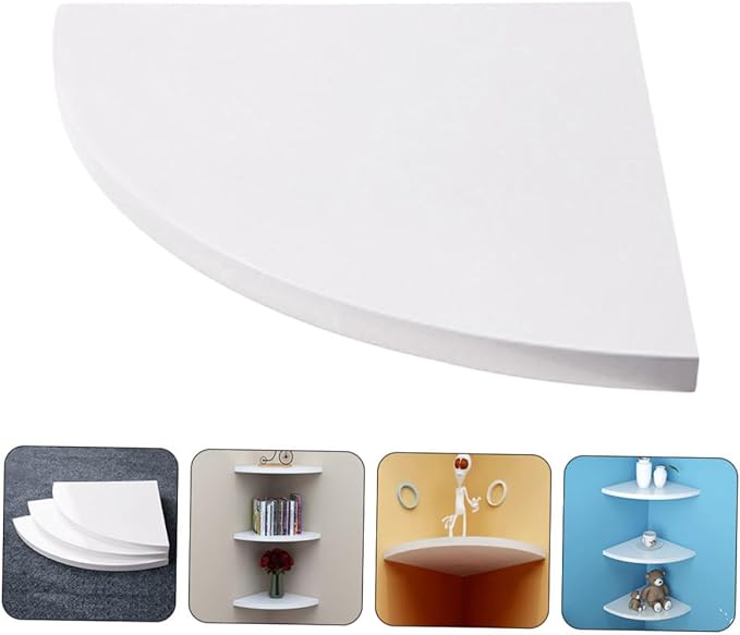 Cabilock White Corner Wall Shelf Stable Triangular Storage Plank for Home Office Bedroom Bathroom Sturdy Lightweight Shelf for Bottles Books Jars Makeup Organizers Space Saving Wall Mounted