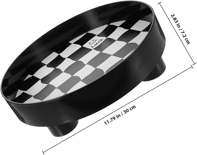 Veemoon Black and White Chessboard Pattern Decorative Storage Tray Large Organizer Plate for Jewelry Perfume Makeup Bathroom Vanity and Desktop Accessories