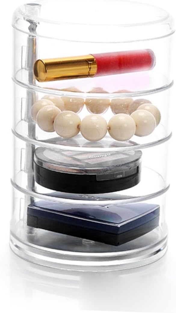 Beaupretty 2pcs Plastic Circular Jewelry Box Four-layer Rotating Storage Organizer for Cosmetics and Items for Desktop Use