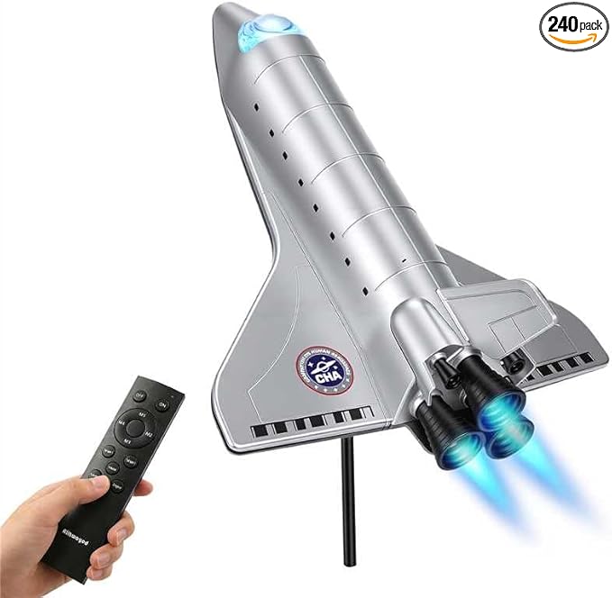 Space Shuttle Galaxy Projector Lights, Dynamic Nebula Night Light with Colorful Tail Jet Flame & Multiple Scene Music Effects, Metallic Texture for Bedroom, Birthday for Kids and Adults